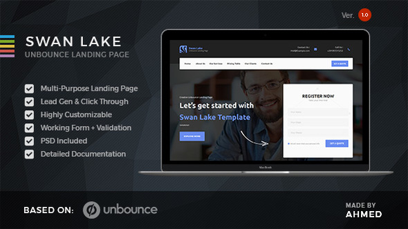 Swan Lake - Marketing Unbounce Template listing image