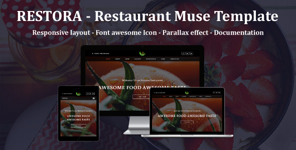 Product preview supplied for RESTORA - Restaurant Responsive Muse Template