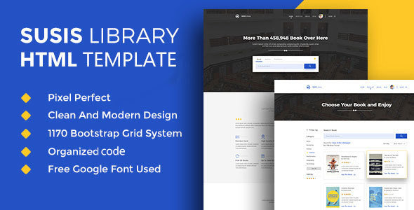 Susis Library & Book Showcase HTML5 Template product preview