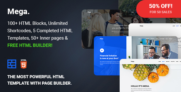Product preview supplied for Mega - Multipurpose Responsive Template with Page Builder