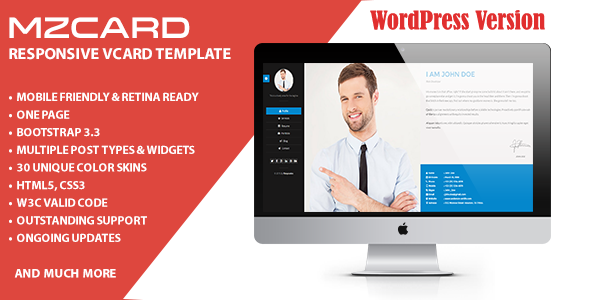 Preview image for MilZinCard Resume / CV & Portfolio vCard WordPress Theme