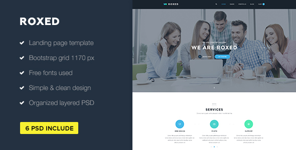 Roxed — Landing Page PSD Template