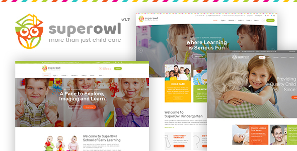 SuperOwl - Kindergarten, School of Early Learning, Nanny Agency HTML Template product preview