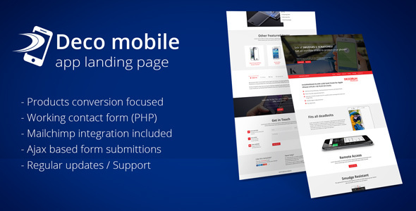 Deco Mobile app landing page product preview