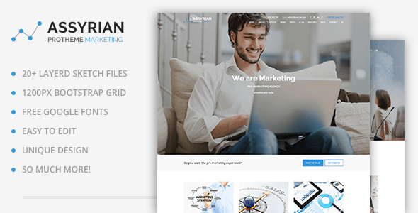 Assyrian - Online Marketing, SEO, Social Media Agency Sketch Template