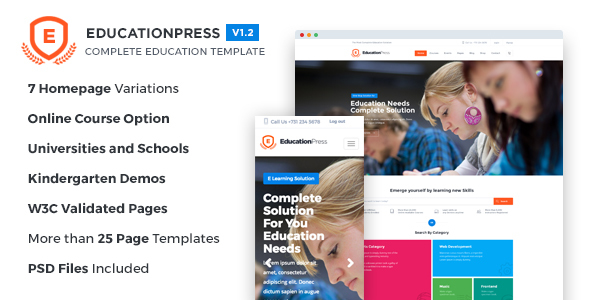 Product preview supplied for EducationPress - Complete Education Template