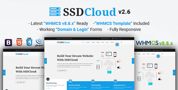 SSDCloud | Multipurpose Hosting with WHMCS and Technology Business Template product preview