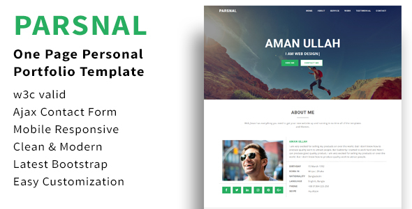 Parsnal - Personal Portfolio html5 template listing image