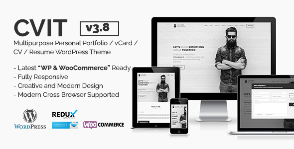 Product preview supplied for CVIT | Multipurpose Personal Portfolio / vCard / CV / Resume WordPress Theme