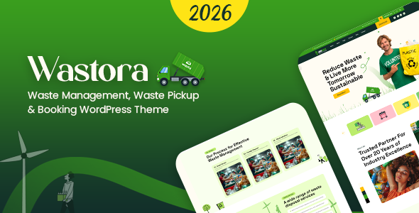 Wastora - Waste Pickup and Disposal WordPress Theme with Booking System & Service Scheduling