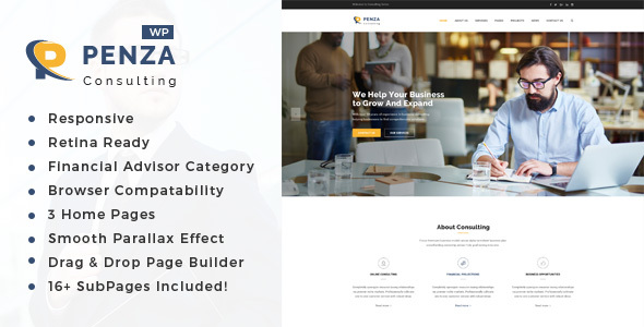 Penza - Consulting & Business WordPress Theme product preview