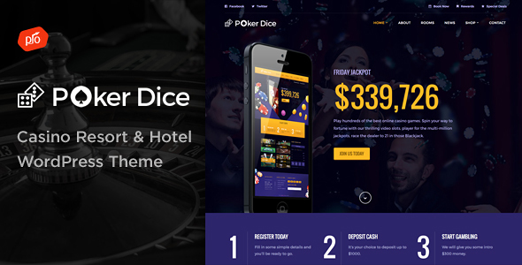 Preview image for Poker Dice - Casino Resort & Hotel WordPress Theme