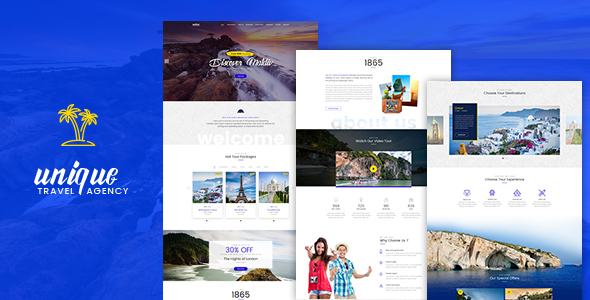 Unique Travel Agency landing page PSD template