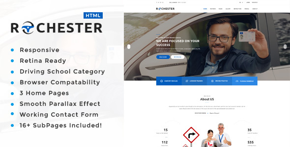Rochester : Driving School HTML Template