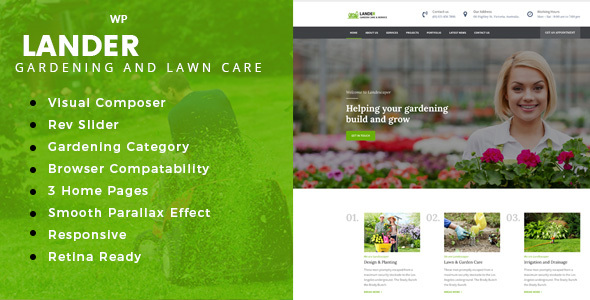 Lander -  Landscaping WordPress Theme