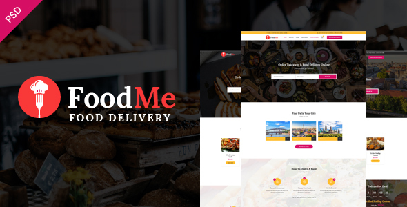 Product preview supplied for FoodMe-Food Delivery & Food Ordering Psd Template.
