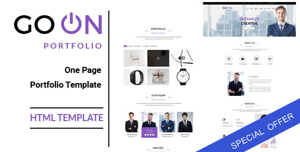 Preview image for Go On : One Page Portfolio HTML Template
