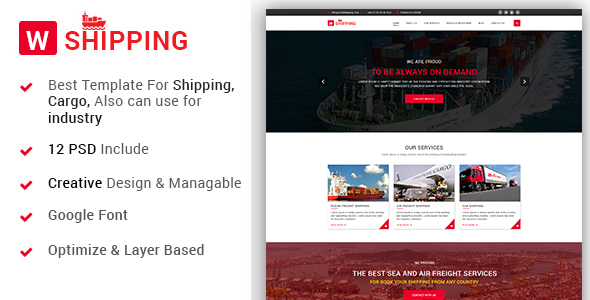 W-Shipping - The Shipping, Cargo, Logistics Industrial PSD Template