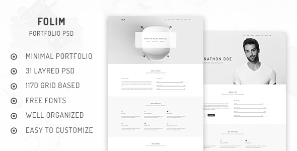 Folim - Minimal Portfolio PSD  Template