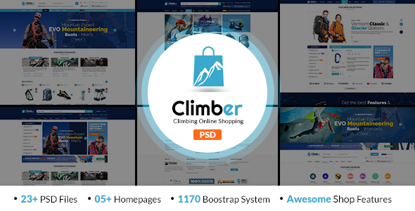 Product preview supplied for Climber - Travel Accessories PSD Template