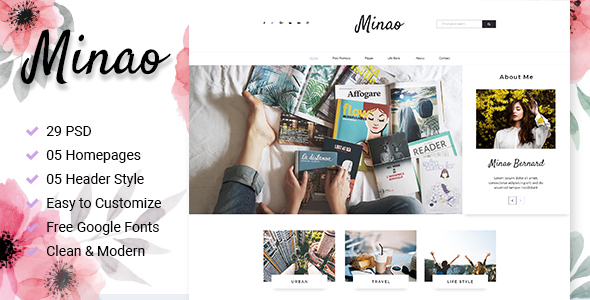 Minao - Blog PSD Template