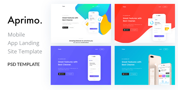 Aprimo-Mobile App Landing Page PSD Template