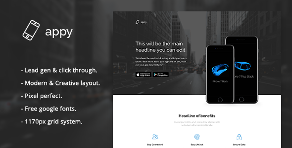 Appy - App Landing Page PSD Template