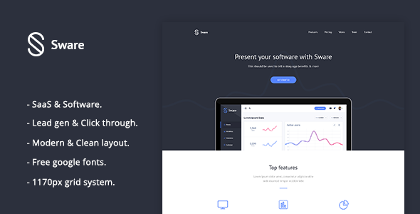 Product preview supplied for Sware - SaaS & Software Landing PSD Template