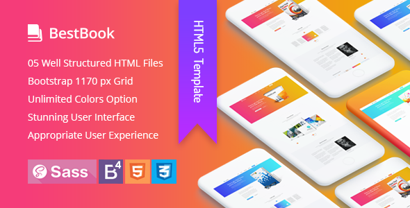 Product preview supplied for Bestbook - Book Author & Marketers Landing Page HTML5 Template