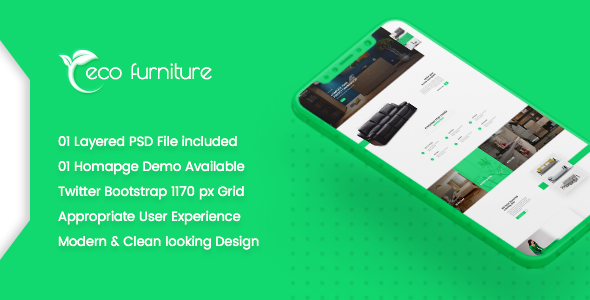 Product preview supplied for Eco Furniture - Lead Generation Landing Page PSD Template