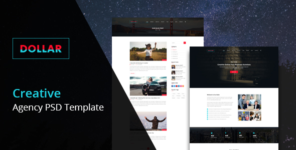 Dollar - Creative Agency One Page PSD Template