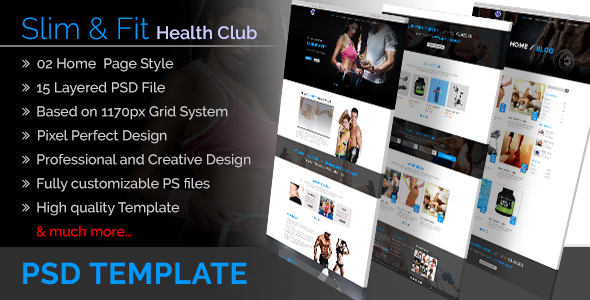 Slim&Fit Health Club | Multipurpose Sport, Gym, Fitness, Yoga, Dance PSD Template