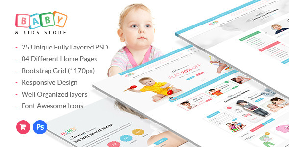 Baby & Kids Store eCommerce PSD Template