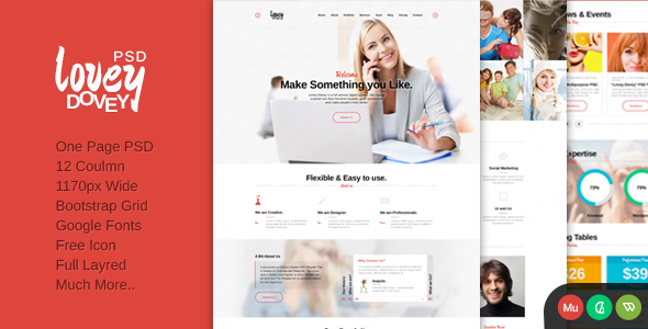 Lovey Dovey One Page PSD Template