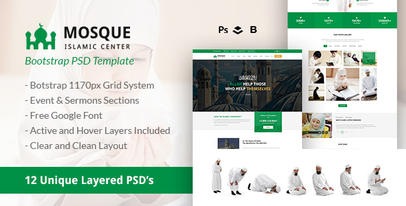 Mosque - Islamic Center Bootstrap PSD Template