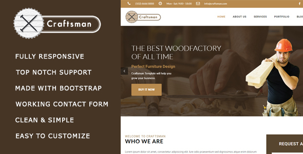 Craftsman - Carpentry/Woodwork HTML Template product preview
