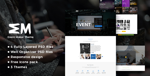 Product preview supplied for Event Maker - Events, Meetings & Seminars PSD Template