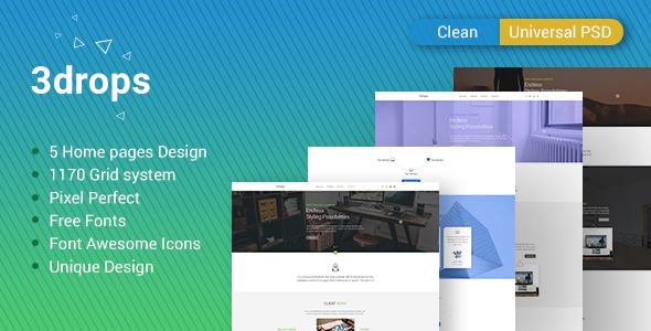 3drops - Clean & Universal PSD Template