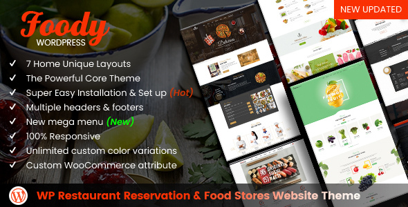 Foody - WordPress Restaurant Reservation & Food Store Website Theme