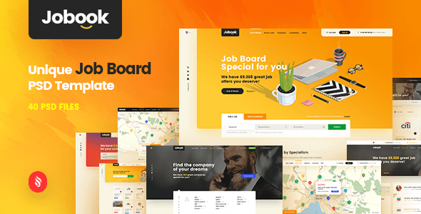 Jobook - A Unique Job Board Website PSD Template