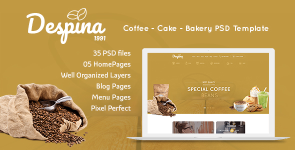 Despina - Coffee & Cake PSD Template