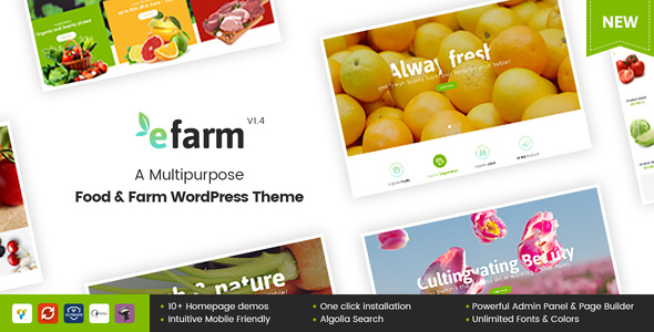 Product preview supplied for eFarm - A Multipurpose Food & Farm WordPress Theme