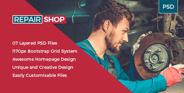 Product preview supplied for RepairShop -  Auto Service / Tuning Center PSD Template