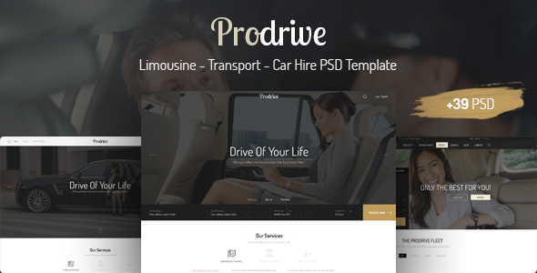 Prodrive - Limousine, Transport, Car Hire PSD Template product preview