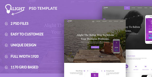 Alight - Apps Landing PSD Template