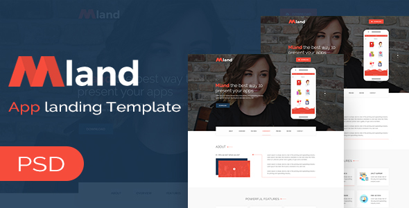 Preview image for Mland - Apps Landing PSD Template