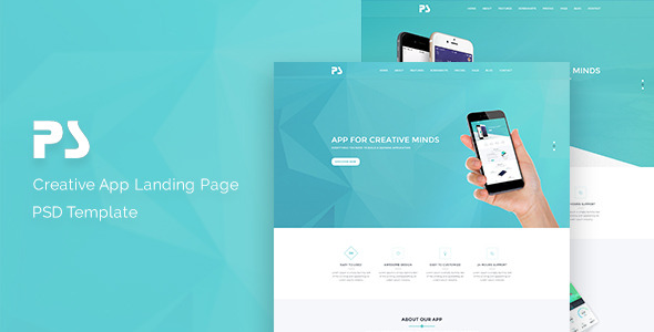 Preview image for PS-App Landing Page PSD Template.