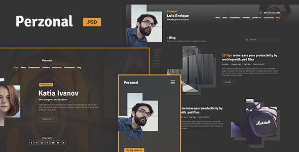Perzonal - Resume, CV, Portfolio, Blog. PSD Template