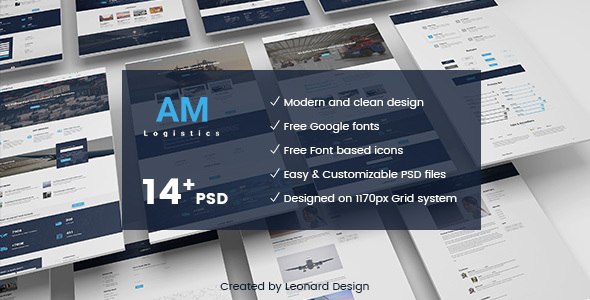Amlogistic | Transportation & Logistics PSD Template product preview