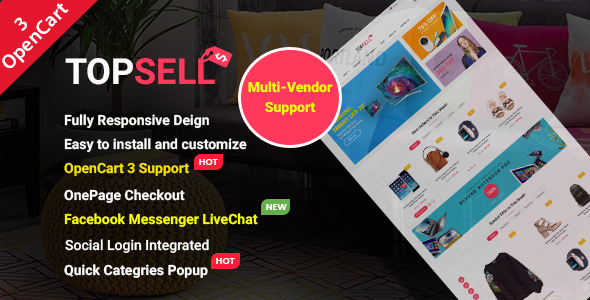 TopSell - Top Multipurpose eCommerce Marketplace OpenCart 3 Theme listing image